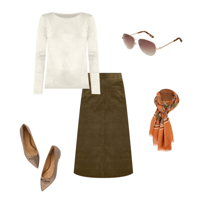 Corduroy Fit & Flare Skirt