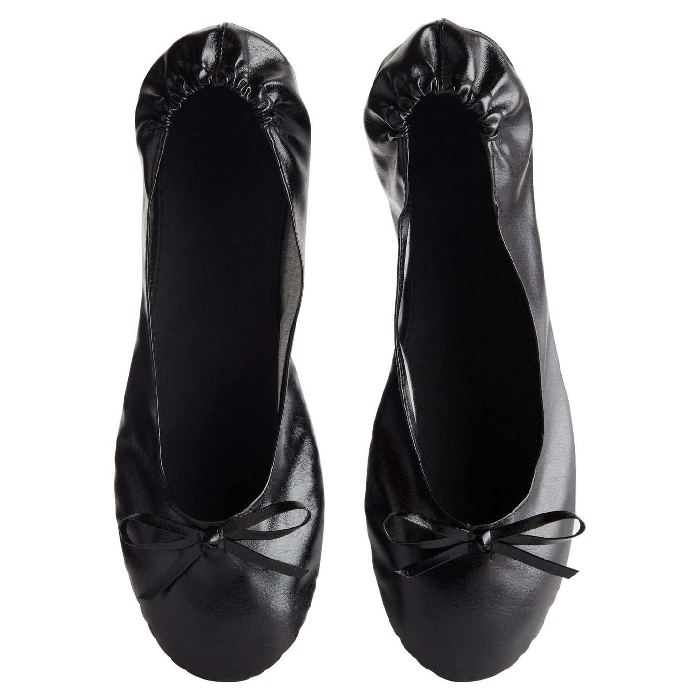 Walmart Black Foldable Ballet Flats for Women, Roll Up Flats with Zipper Pouch, US Size 8.5-9.5