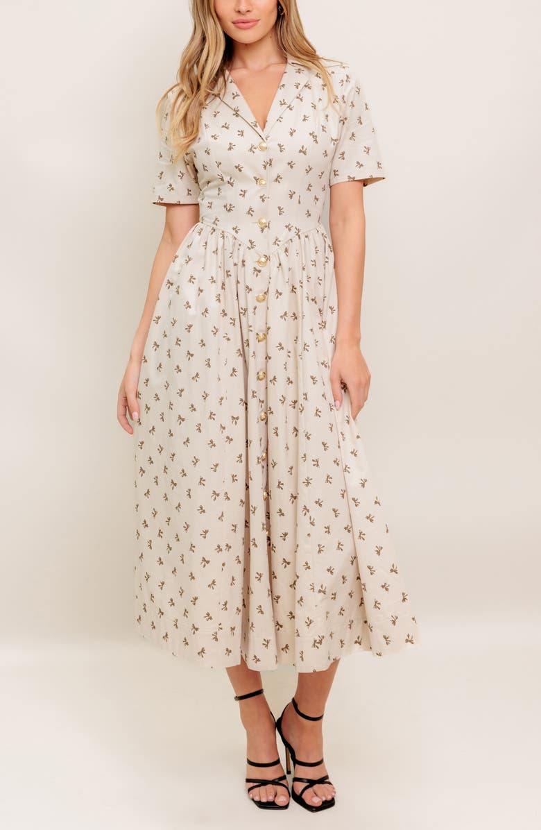 FLYING TOMATO Collared Fit & Flare Midi Dress