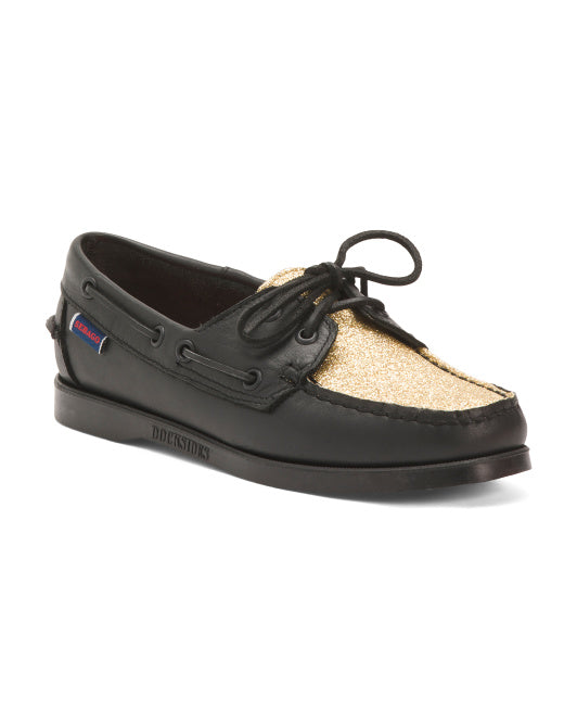 Leather Portland Vamp Glitter Flats