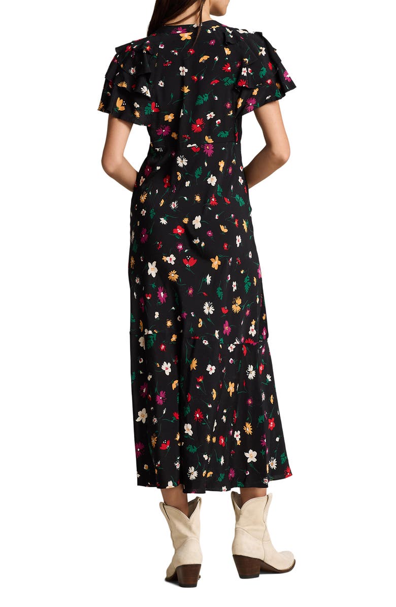 Polo Ralph Lauren Nime Floral Mulberry Silk Crepe Midi Dress