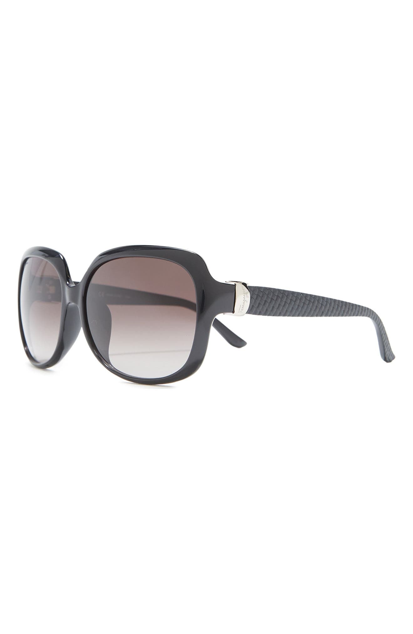 FERRAGAMO Salvatore Ferragamo 59mm Square Sunglasses, Alternate, color, BLACK