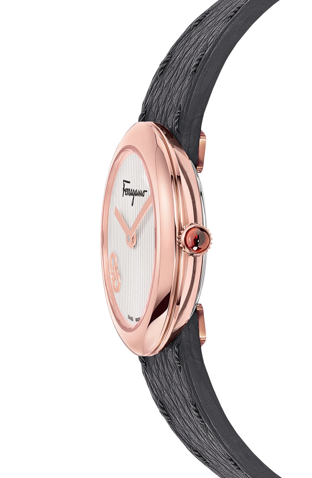 FERRAGAMO Leather Strap Watch, 28mm, Alternate, color, ROSE GOLD