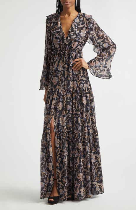 Courtney Placed Floral Long Sleeve Dress