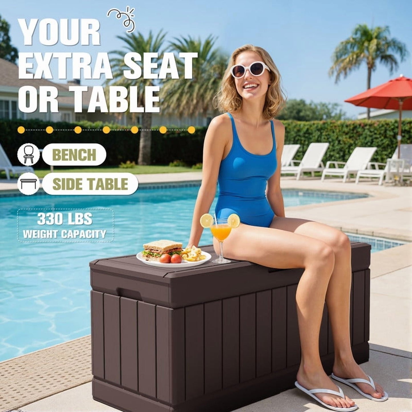 Walmart Homall 82 Gallon Outdoor Storage in Resin Deck Box Lockable Deck Box, Brown