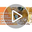 Clip coupon Amazon FOCUSLINE 600 Ct Gold Dinnerware Set for 100 Guests - Gold Rimmed White Disposable Plastic Plates, Includes 100 Dinner & Salad Plates, Cups, Cutlery Set for Wedding Parties