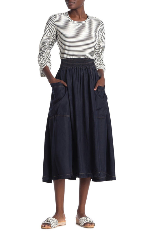 Donna Karan New York Pull-On Cargo Skirt, Main, color, DARK INDIGO