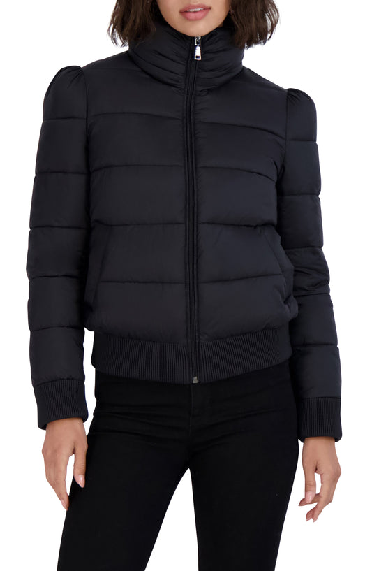 Tahari Cole Hooded Puffer Jacket, Main, color, BLACK