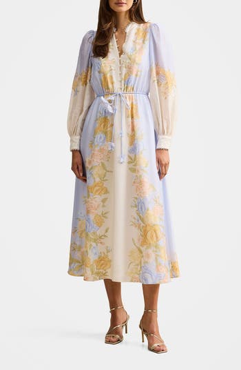 Courtney Placed Floral Long Sleeve Dress