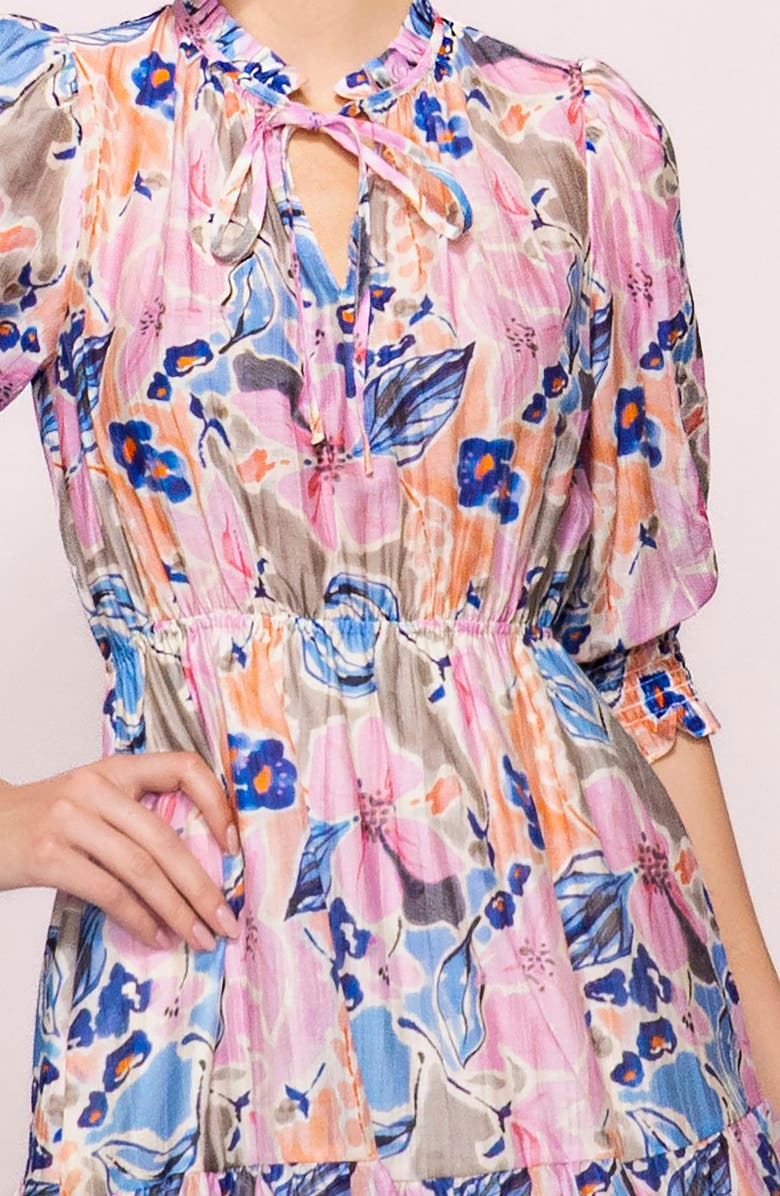 MELLODAY Printed Tiered Midi Dress