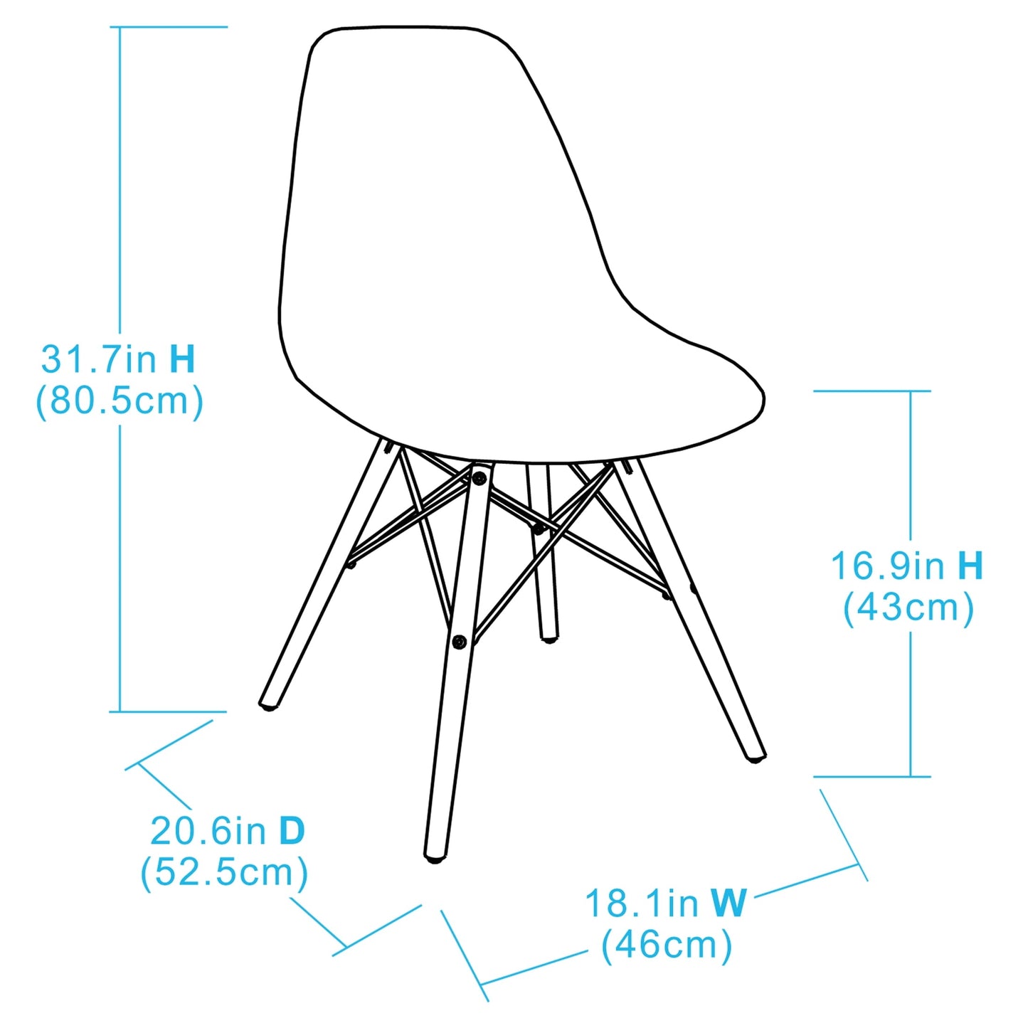 Walmart Mainstays Mid-Century Modern Dining Chair, Set of 4, White and Beech Color for Indoor