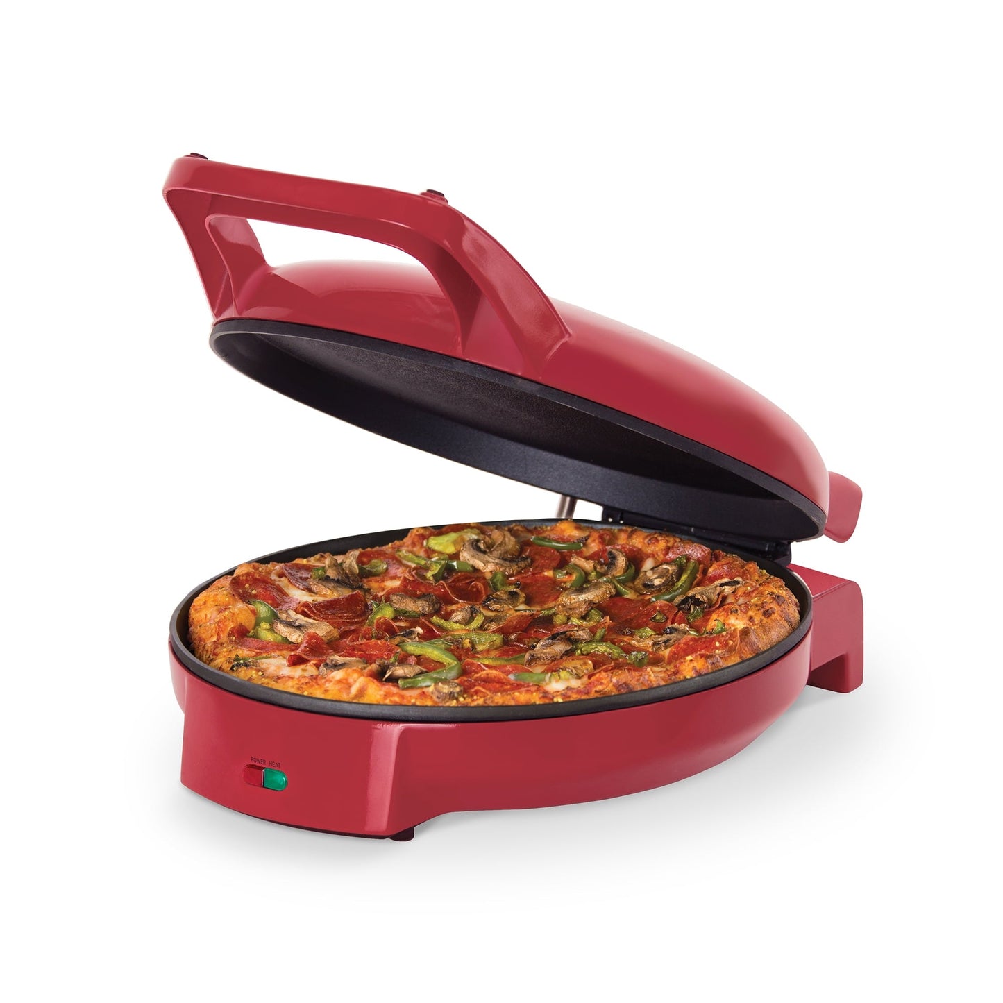 thumbnail image 1 of Dash 12" Pizza Griddle, Red - Personal Pizza Maker with Dual Cooking Surfaces, Nonstick & 450°F Heat, 1 of 10