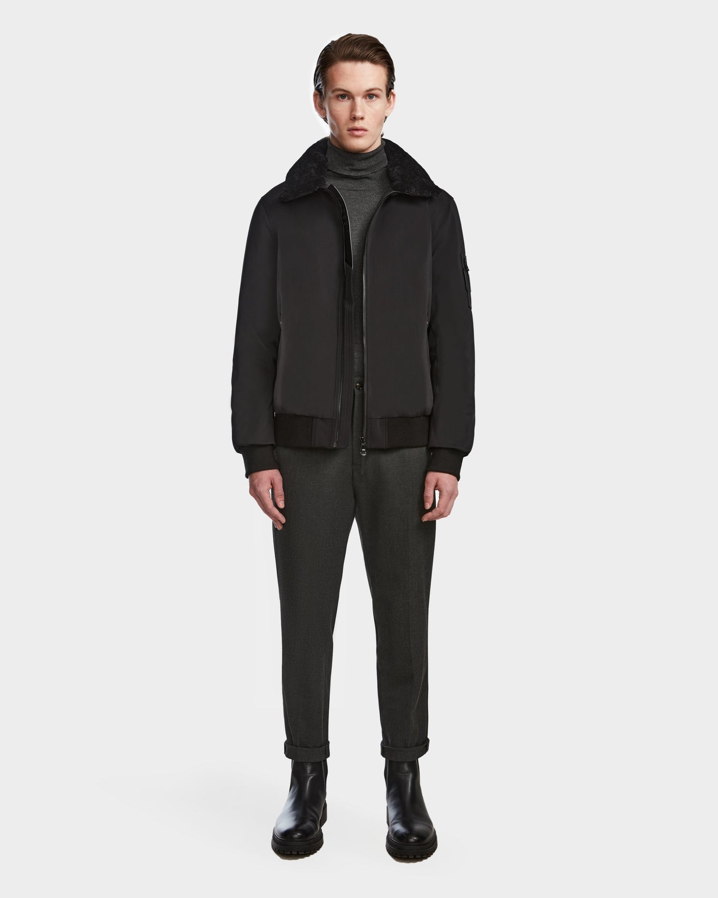 REECE MEN'S AVIATOR JACKET WITH REMOVABLE SHEARLING COLLAR