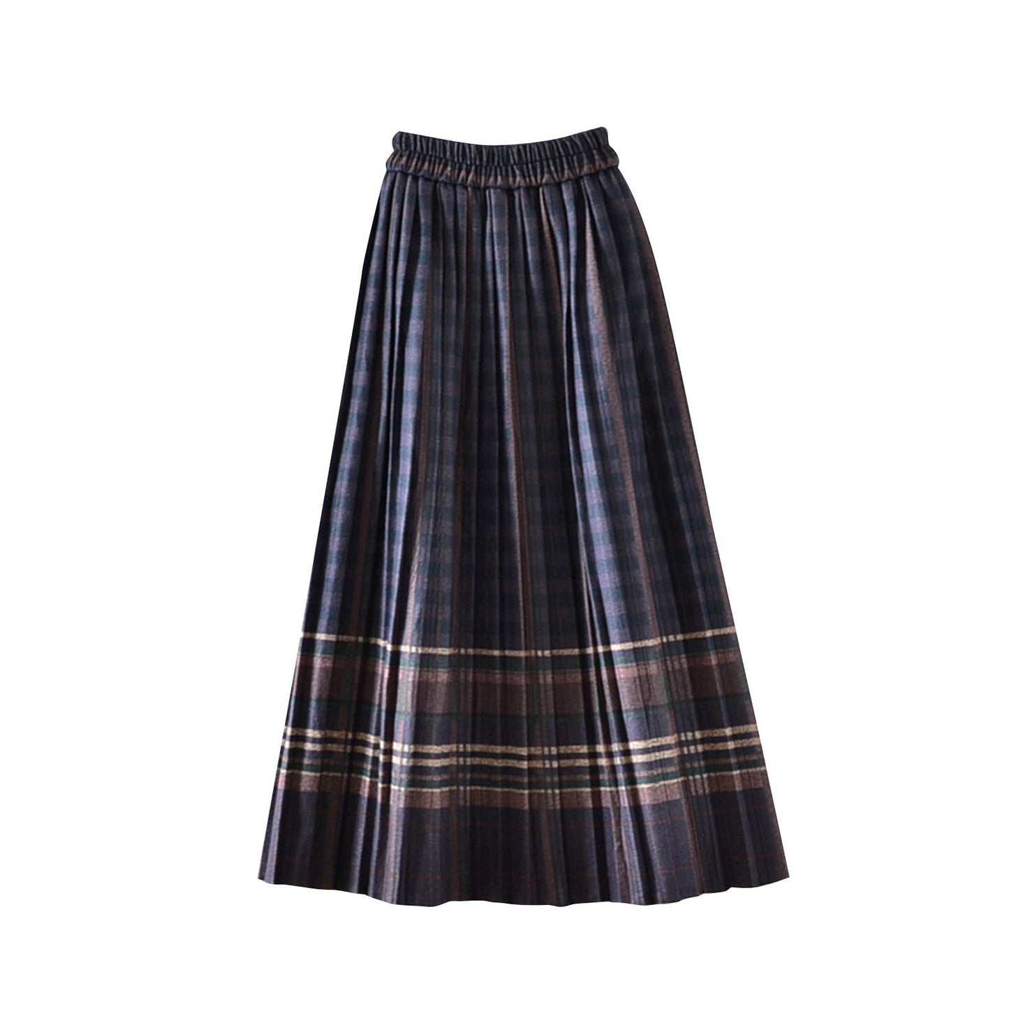 Walmart Kaemgyyd Women's Wool Blend Skirt Fall Winter High Waist A-Line Skirt Vintage Plaid Pleated Midi Skirt