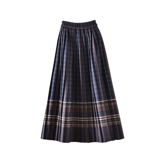 Walmart Kaemgyyd Women's Wool Blend Skirt Fall Winter High Waist A-Line Skirt Vintage Plaid Pleated Midi Skirt