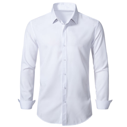 Walmart Men's Slim Fit Stretch Dress Shirt Solid Color Microelastic Long Sleeve Casual Soft Business Button Up Shirts