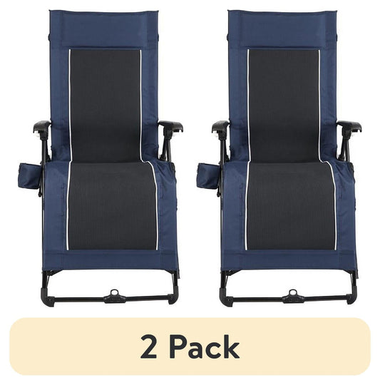 thumbnail image 1 of (2 pack) Ozark Trail Quad Zero Gravity Lounger Camping Chair, Blue, Adult, 20.3lbs, 1 of 9