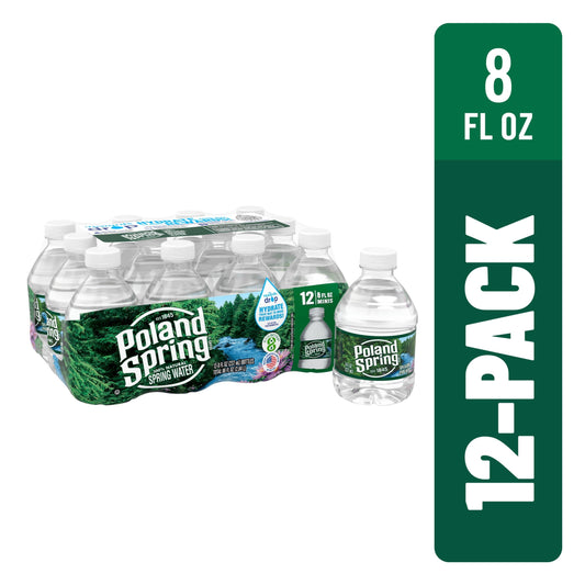 thumbnail image 1 of POLAND SPRING Brand 100% Natural Spring Water, 8-ounce mini plastic bottles (Pack of 12), 1 of 9