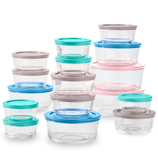 thumbnail image 1 of Pyrex Simply Store Glass Food Storage & Bake Container Set, 32 Piece with Multicolor Lids, 1 of 4