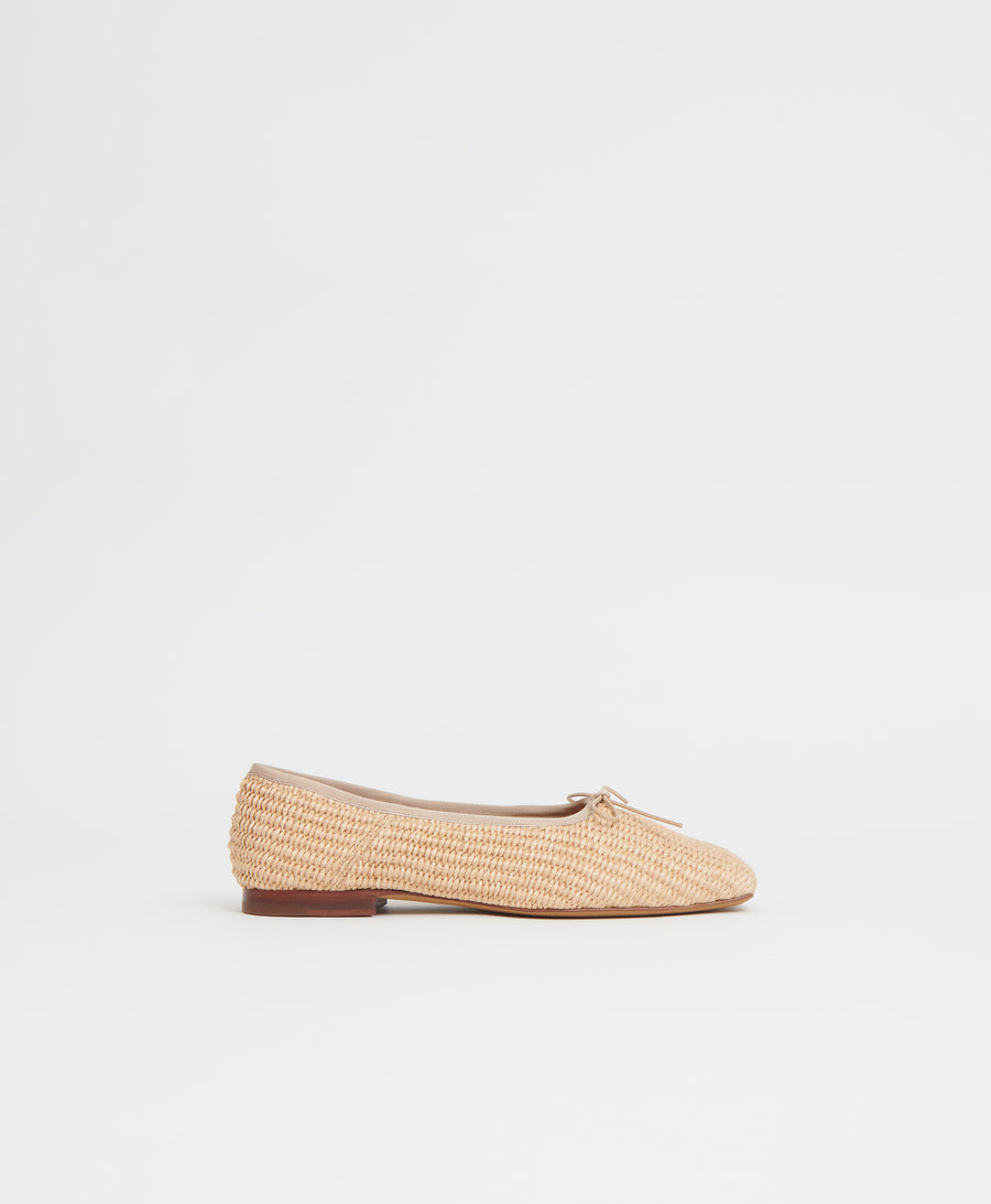 Raffia Square Toe Ballerina