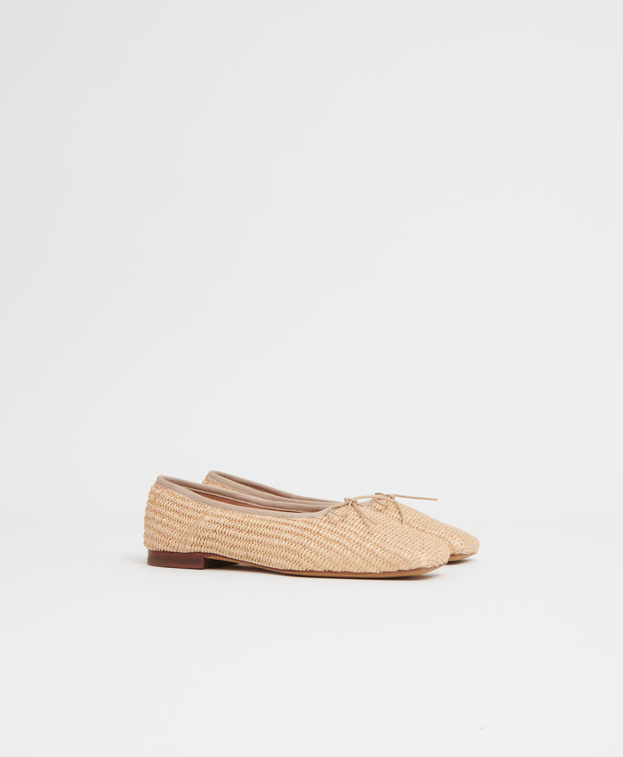 Raffia Square Toe Ballerina