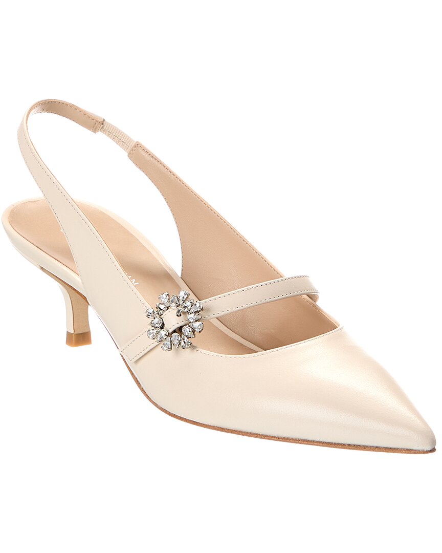 Walmart Stuart Weitzman Aura Mary Jane Leather Slingback Pump, 8.5, White