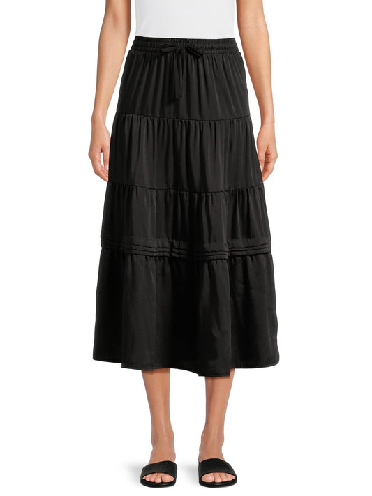 thumbnail image 1 of Time and Tru Women's Tiered Maxi Skirt with Elastic Waistband, Sizes S-XXXL, 1 of 5