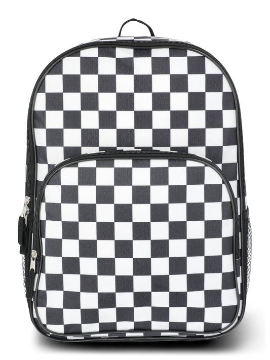 Walmart Wonder Nation Kids Unisex 16" Checkered Backpack, Black/White