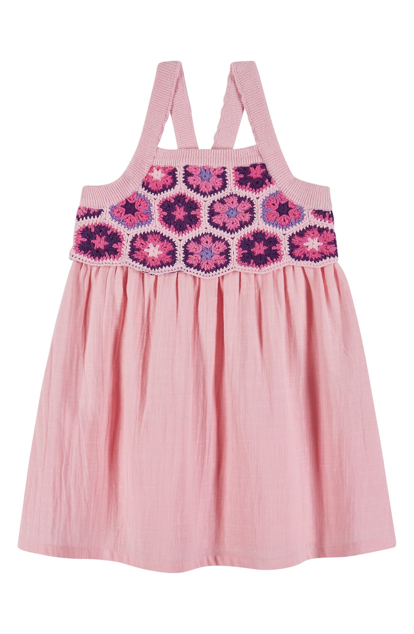 Andy & Evan Kids' Crochet Bodice Dress, Main, color, Pink Crochet