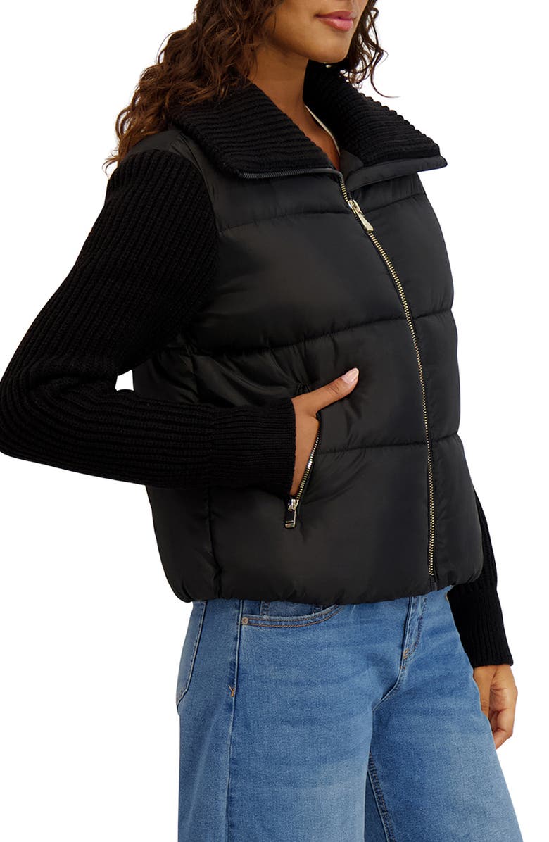 Kensie Knit Sleeve Quilted Core Jacket