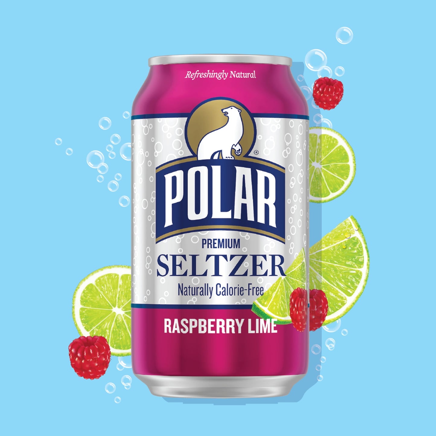 thumbnail image 2 of Polar Zero Calorie Raspberry Lime Sparkling Seltzer Water, 12 fl oz, 8 Pack Cans, 2 of 6