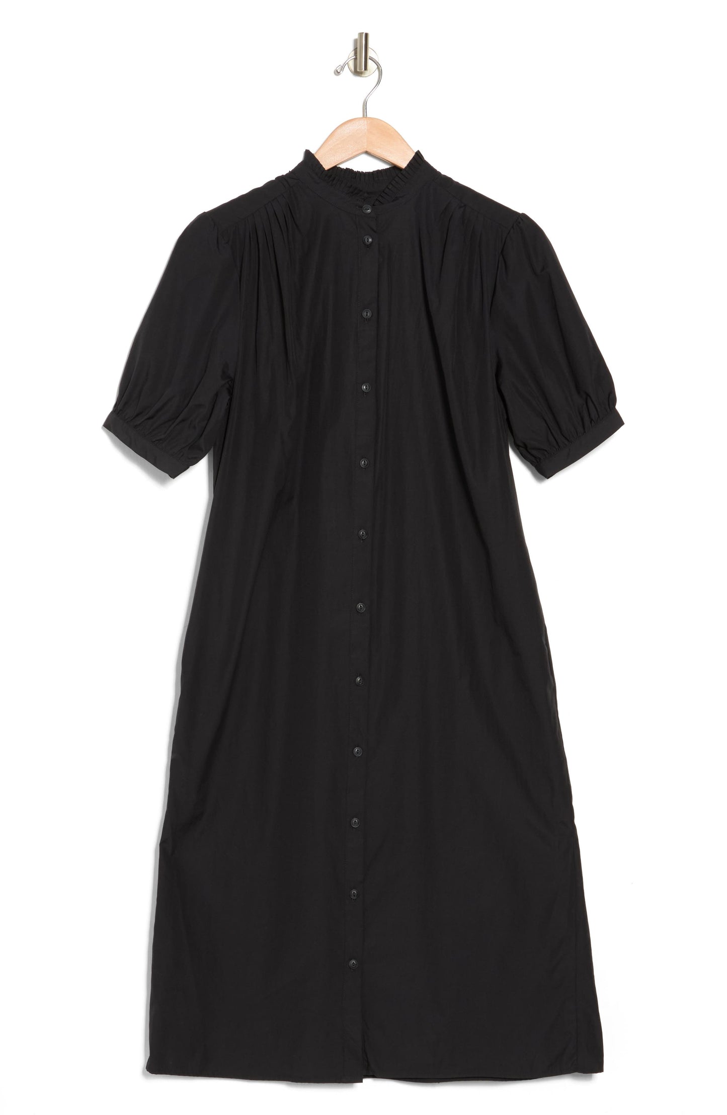 rag & bone Jordan Cotton Midi Shirtdress, Alternate, color, BLACK