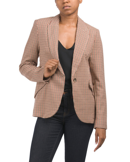 Lined Houndstooth Blazer