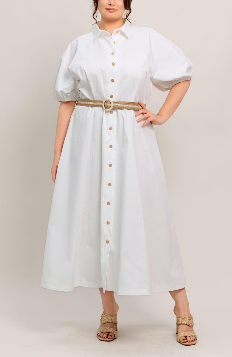 FLYING TOMATO Puff Sleeve Shirtdress