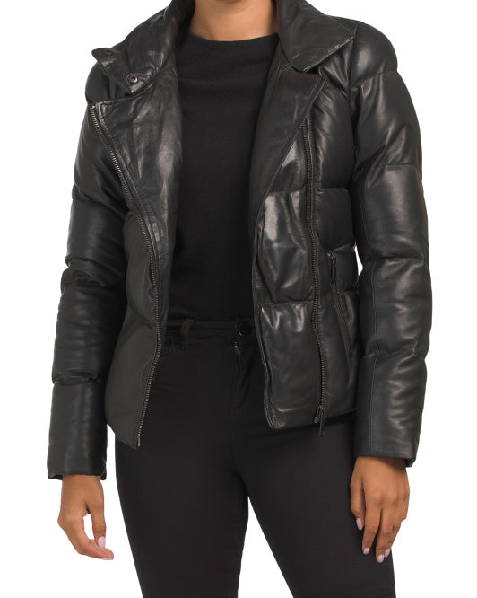 Leather Puffer Jacket