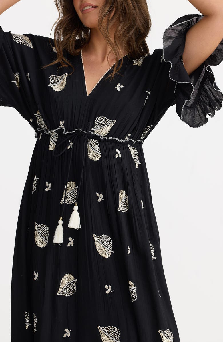 Talisman the Label Ebony Embellished Long Sleeve Maxi Dress