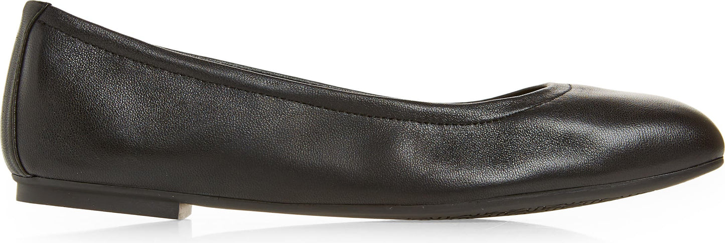 Stuart Weitzman Leather Ballet Flat, Alternate, color, BLACK