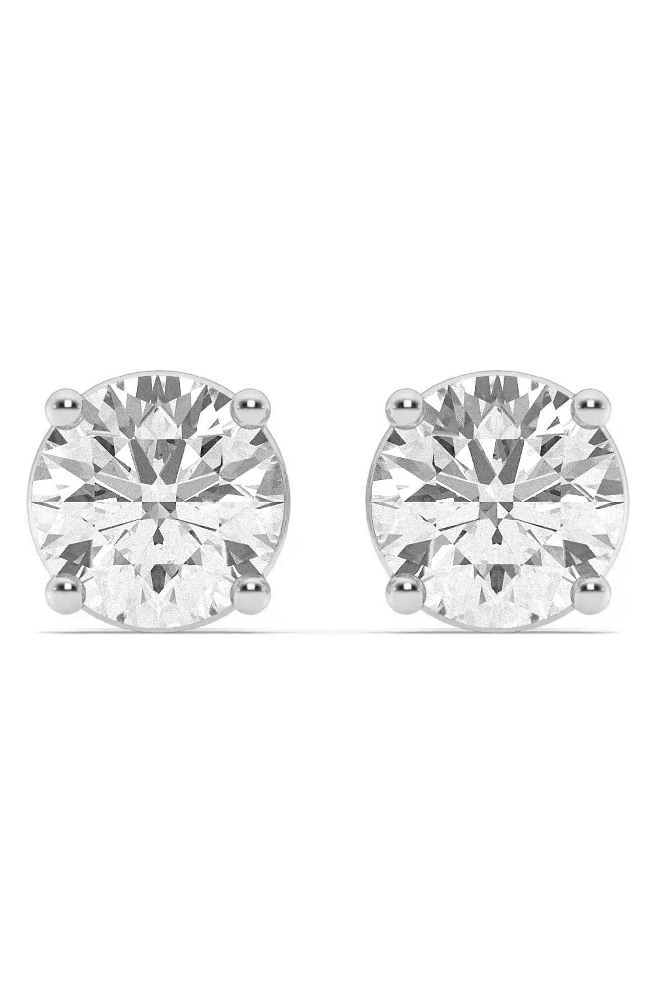 BADGLEY MISCHKA COLLECTION 14K White Gold & Lab Grown Diamond Stud Earrings - 5.00 ctw, Main, color, WHITE