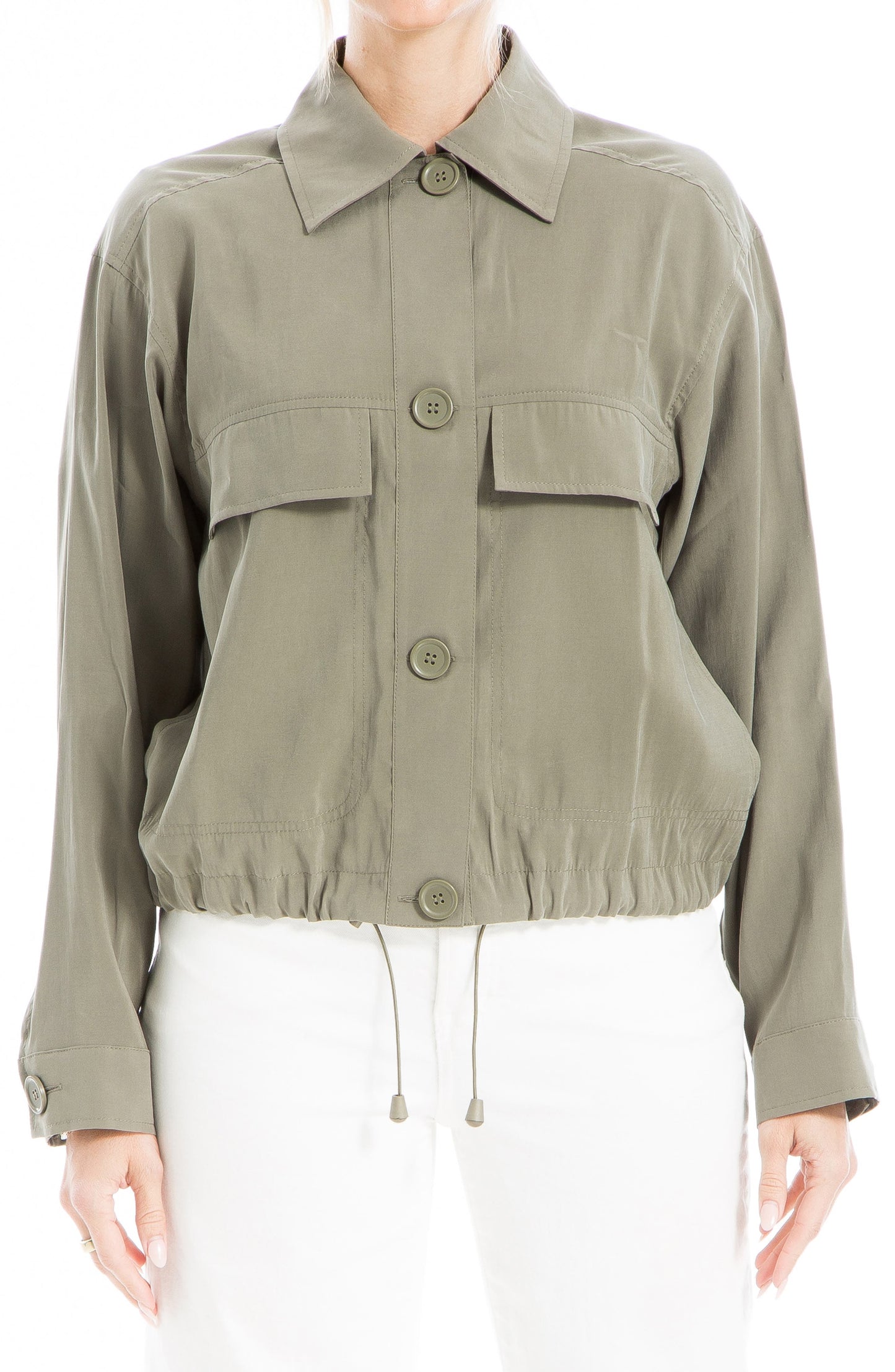 MAX STUDIO Peached Twill Jacket, Main, color, SAGE