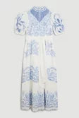 Lydia Millen Cutwork Twill Woven Maxi Dress