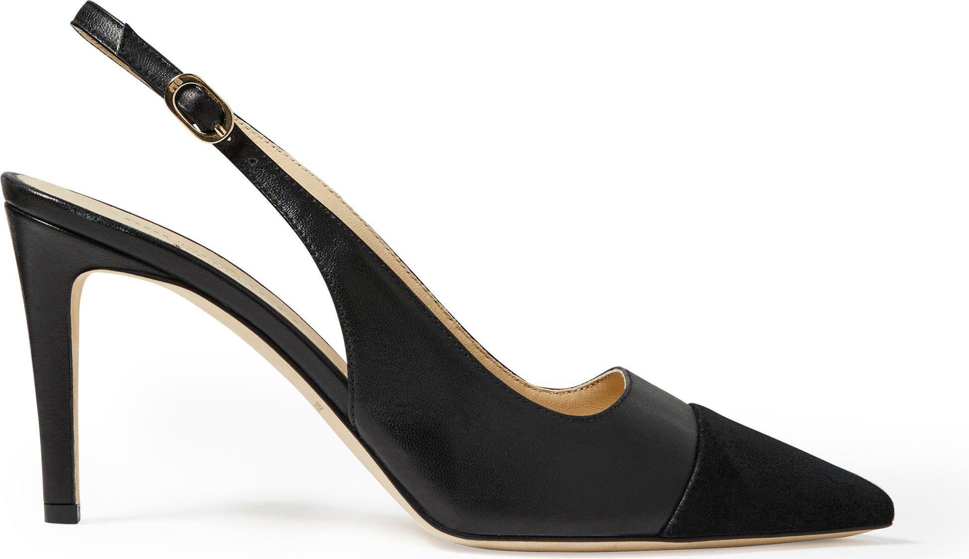 Bruno Magli Alina Slingback Pointed Cap Toe Pump, Alternate, color, BLACK/ BLACK SUEDE