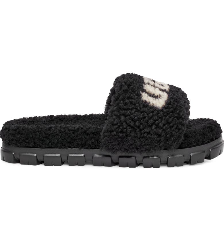 UGG® Cozetta Graphic Curly Genuine Shearling Lined Slide Sandal (Women)