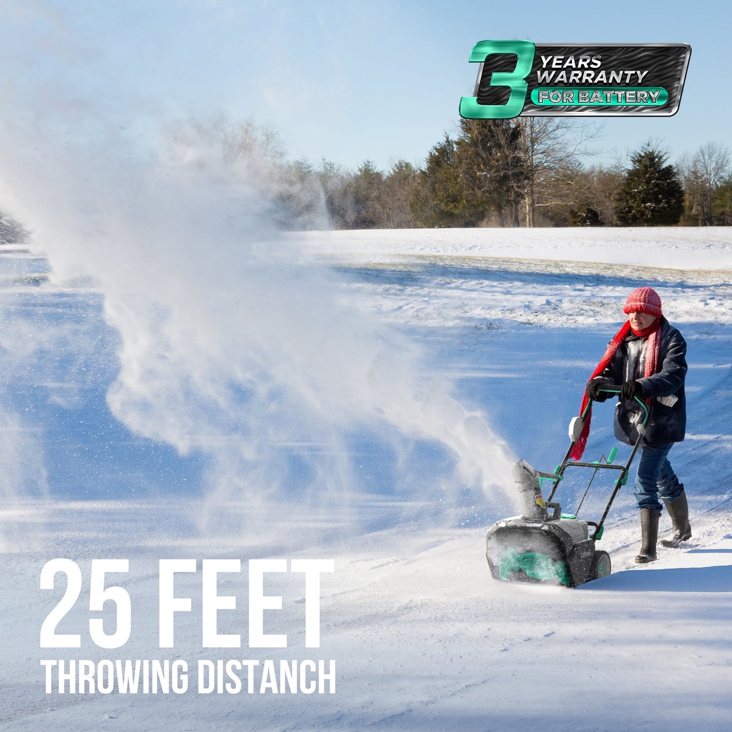 thumbnail image 5 of Litheli Cordless Snow Blower, 2x20V (40V) 20 Inch Snow Thrower with Brushless Motor Electric Snow Remove Machine, 2 x4.0 Ah Batteries & Charger, Single-Stage, 5 of 9