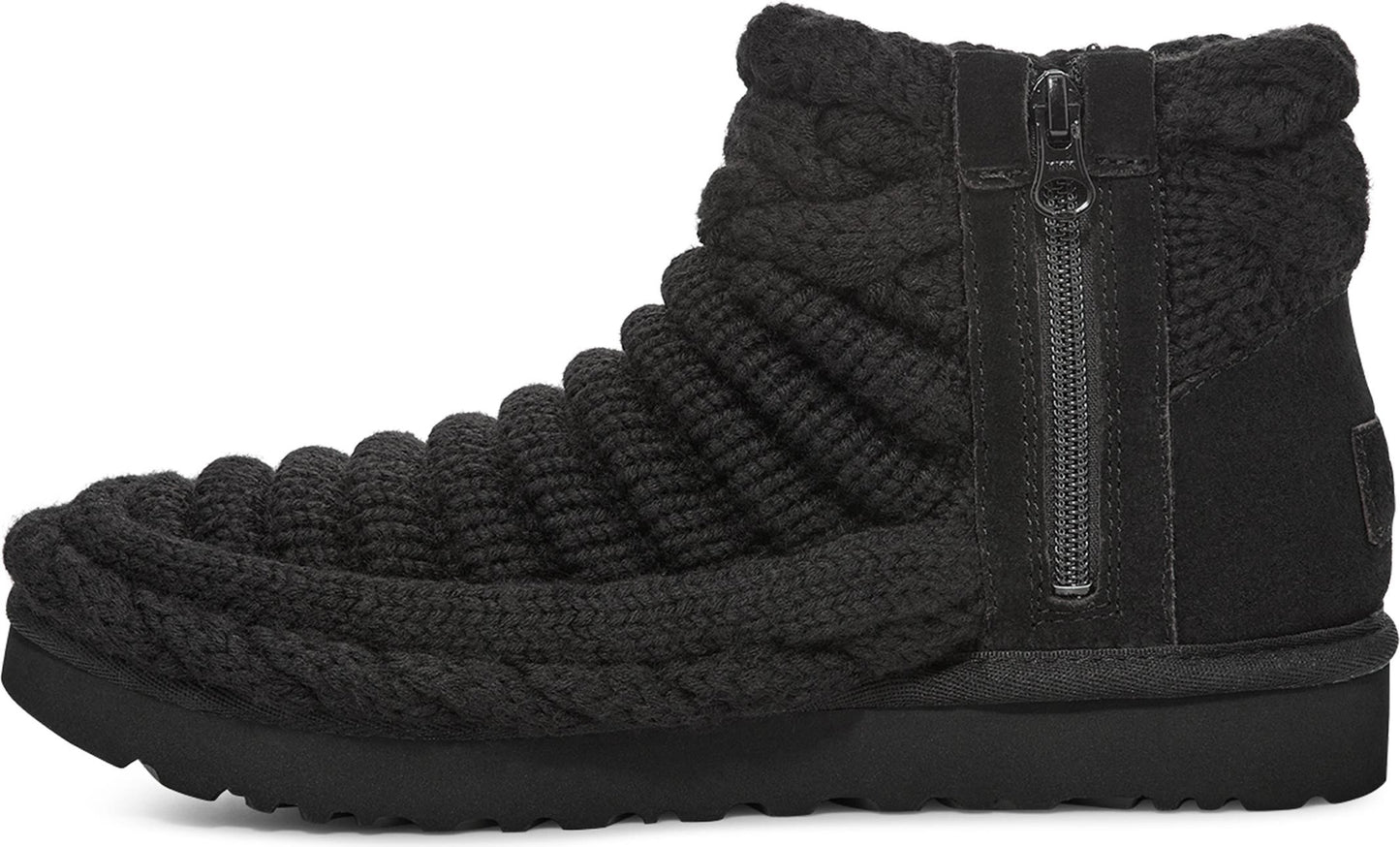 UGG<sup>®</sup> Classic Mini UGGplush<sup>™</sup> Chunky Knit Bootie, Alternate, color, BLACK