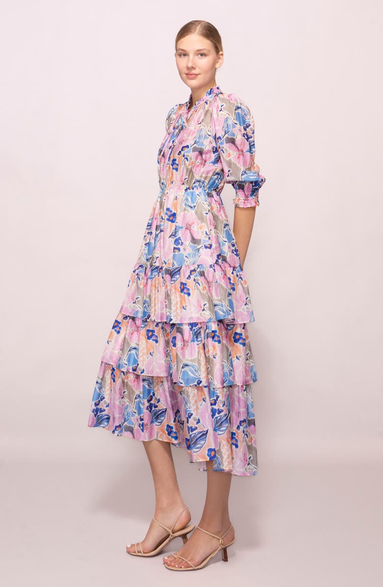 MELLODAY Printed Tiered Midi Dress
