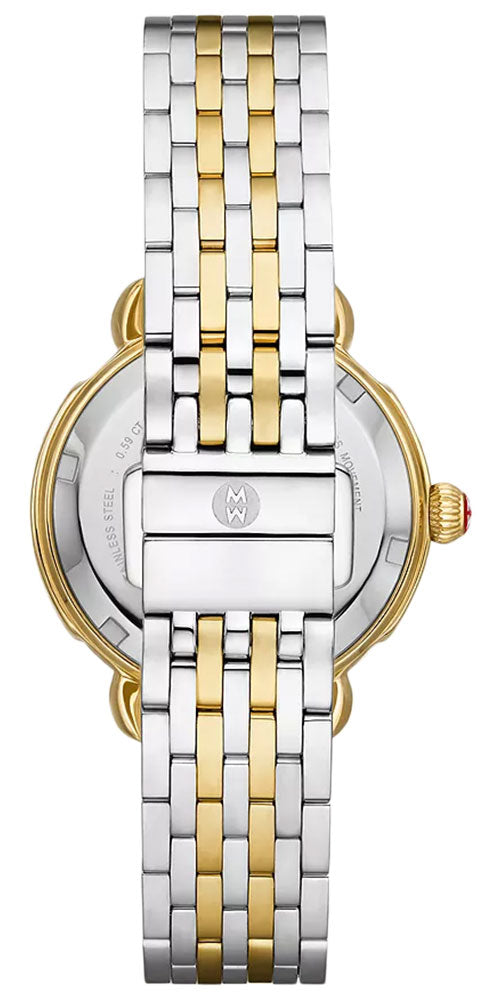 Walmart Michele Sidney Classic Two-Tone Stainless Steel Mother-of-Pearl Dial Diamonds Womens Watch MWW30B000002