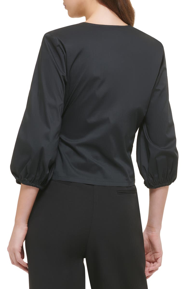 DKNY Balloon Sleeve Poplin Wrap Blouse