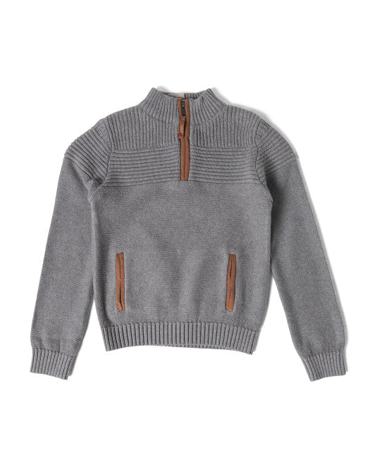 Toddler And Little Boys Mock Neck Quarter Zip Sweater