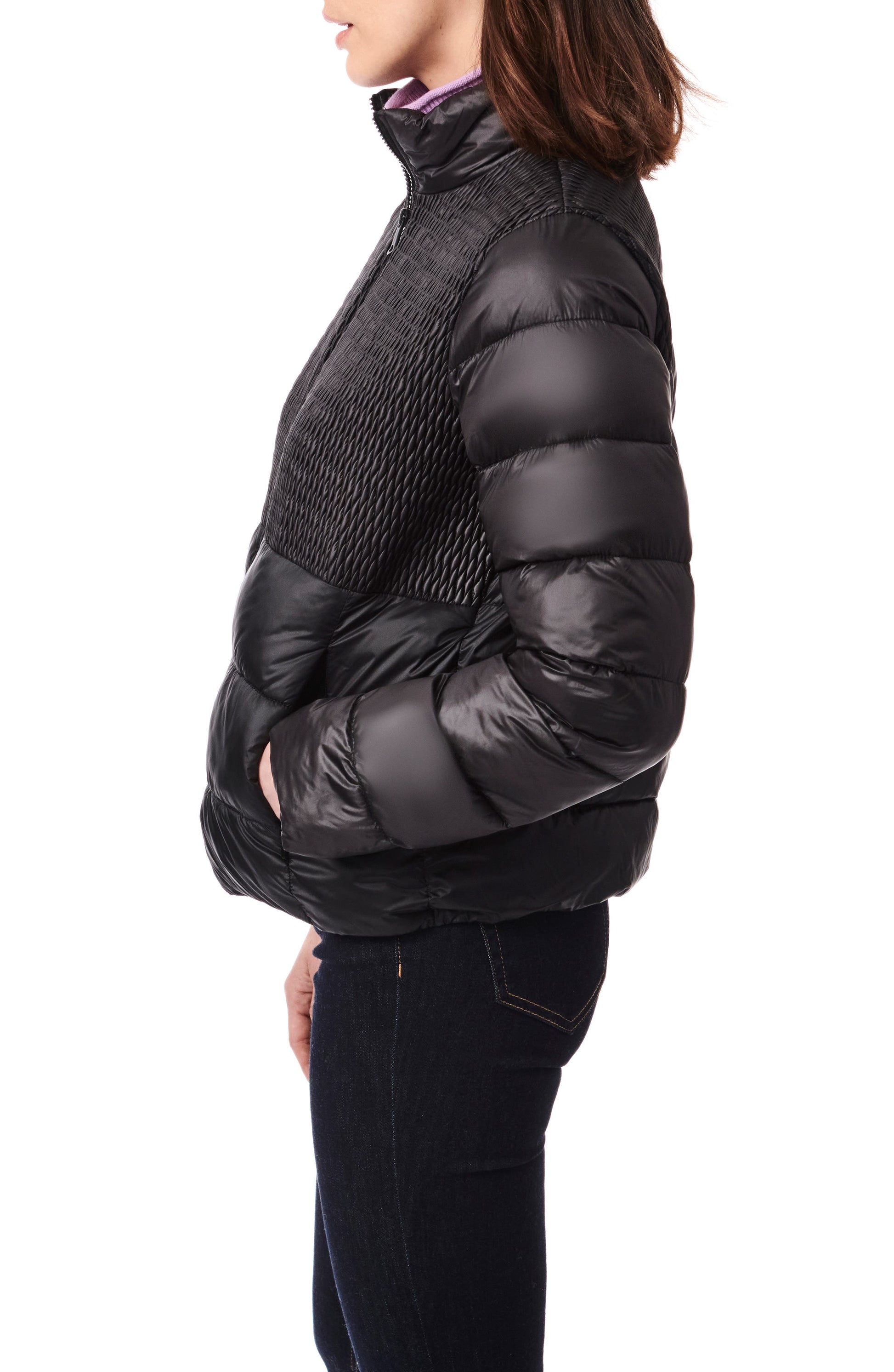 Bernardo Diamond Quilted Puffer Jacket, Alternate, color, Black