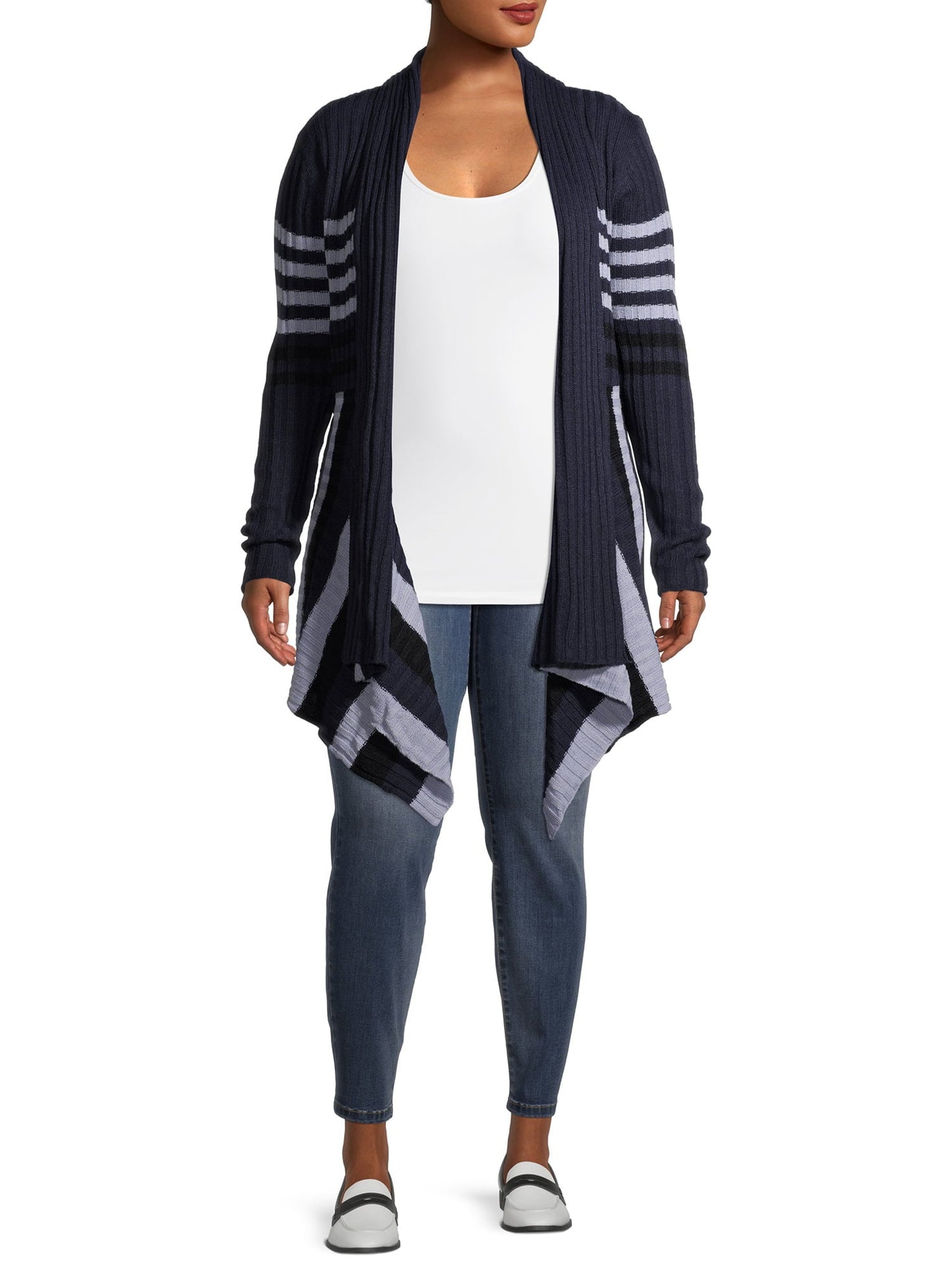 What's Next Women's and Women's Plus Size Ribbed Flyaway Cardigan - image 6 of 7